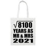 90th Anniversary Square Root of 8100 Years As Mr & Mrs 2021 - Tote Bag White