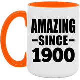 124th Birthday Amazing Since 1900 - 15oz Accent Mug Orange