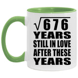 26th Anniversary Square Root of 676 Years Still In Love - 11oz Accent Mug Green