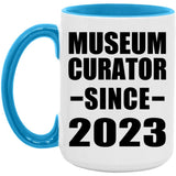 Museum Curator Since 2023 - 15oz Accent Mug Blue