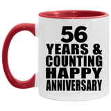 Happy 56th Anniversary 56 Years & Counting - 11oz Accent Mug Red