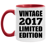 7th Birthday Vintage 2017 Limited Edition - 11oz Accent Mug Red