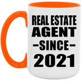 Real Estate Agent Since 2021 - 15oz Accent Mug Orange