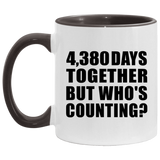 12th Anniversary 4,380 Days Together Who's Counting - 11oz Accent Mug Black