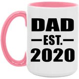 Dad Established EST. 2020 - 15oz Accent Mug Pink