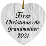 First Christmas As Grandmother 2021 - Heart Ornament F