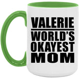 Valerie World's Okayest Mom - 15oz Accent Mug Green