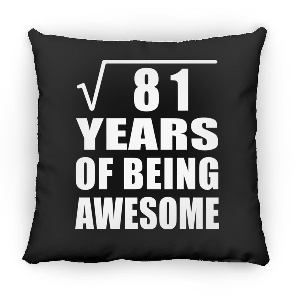9th Birthday Square Root of 81 Years of Being Awesome - Throw Pillow Black
