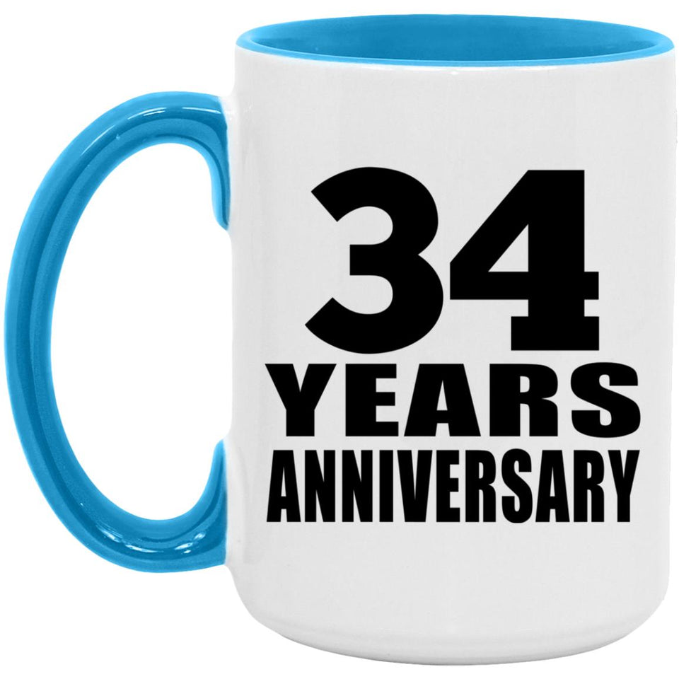 34th Anniversary 34 Years - 15oz Accent Mug Blue