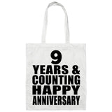 Happy 9th Anniversary 9 Years & Counting - Tote Bag White