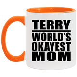 Terry World's Okayest Mom - 11oz Accent Mug Orange