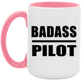 Badass Pilot - 15oz Accent Mug Pink