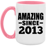 11th Birthday Amazing Since 2013 - 15oz Accent Mug Pink