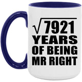 89th Anniversary Square Root of 7921 Years of Being Mr Right - 15oz Accent Mug Purple
