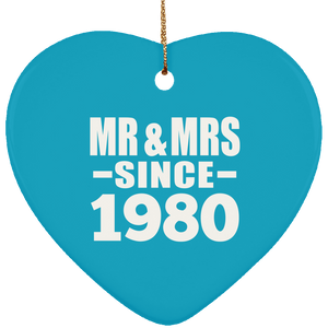 44th Anniversary Mr & Mrs Since 1980 - Heart Ornament