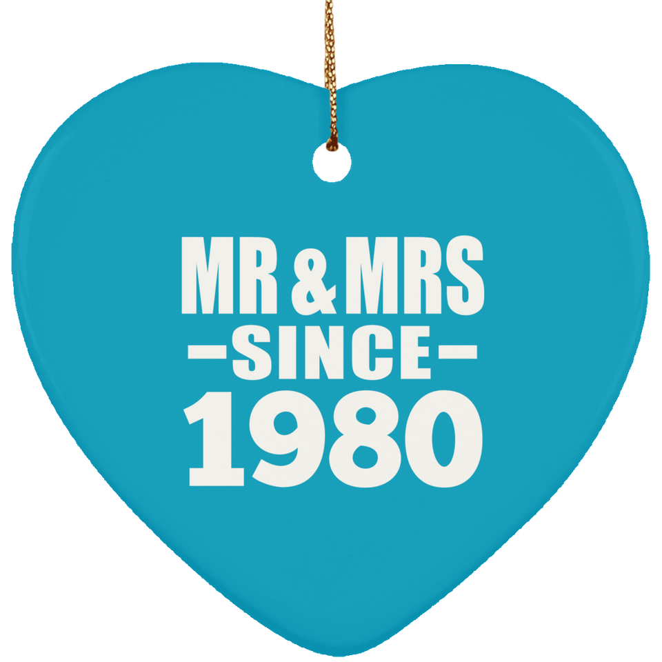 44th Anniversary Mr & Mrs Since 1980 - Heart Ornament