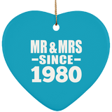 44th Anniversary Mr & Mrs Since 1980 - Heart Ornament