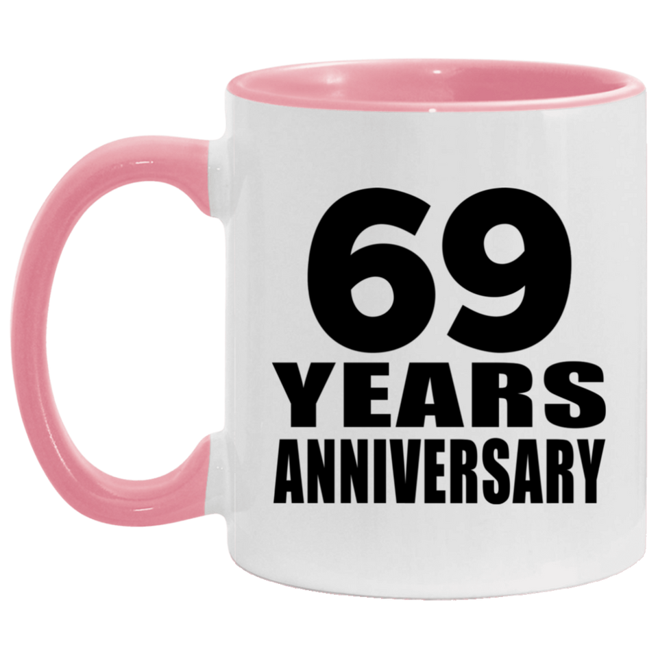 69th Anniversary 69 Years - 11oz Accent Mug Pink