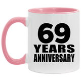 69th Anniversary 69 Years - 11oz Accent Mug Pink