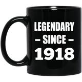 106th Birthday Legendary Since 1918 - 11oz Coffee Mug Black