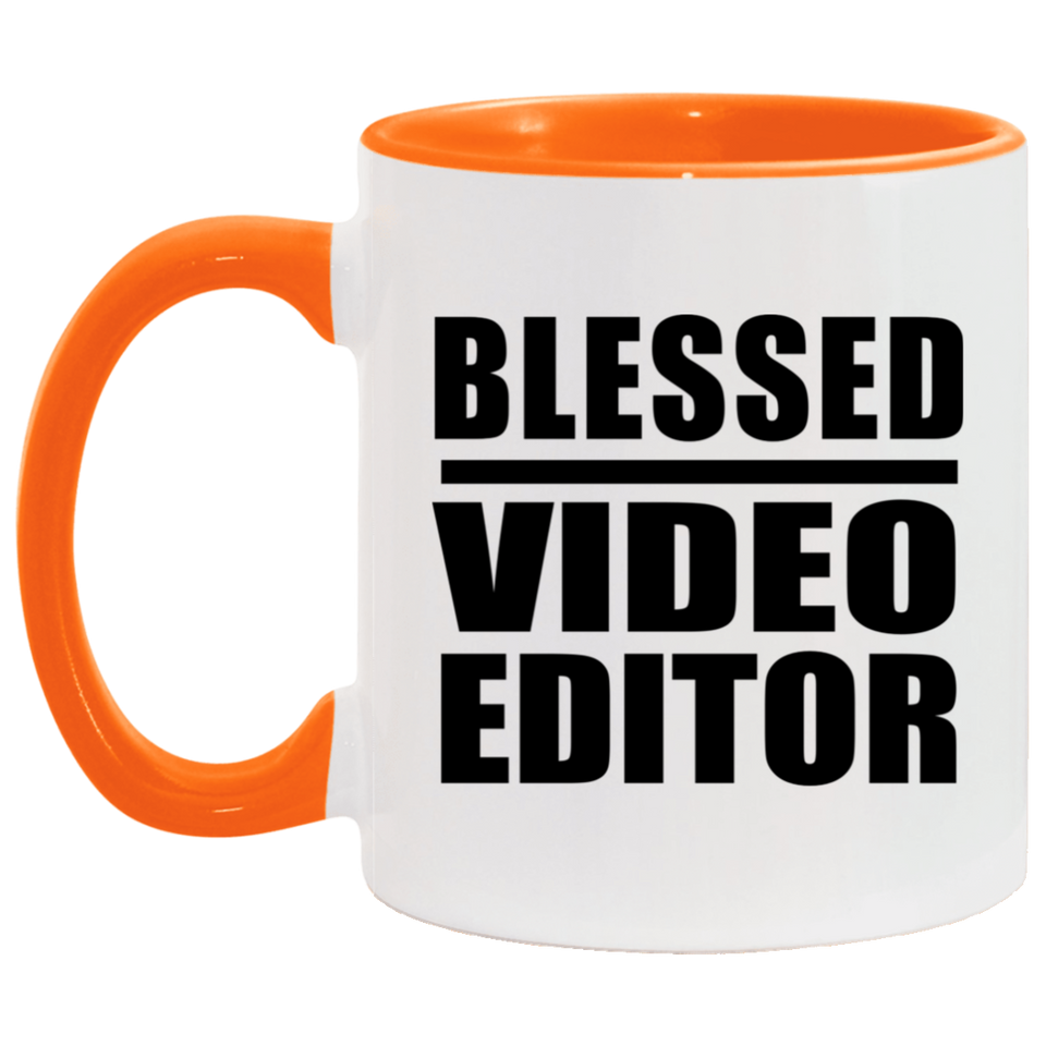 Blessed Video Editor - 11oz Accent Mug Orange