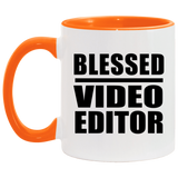 Blessed Video Editor - 11oz Accent Mug Orange