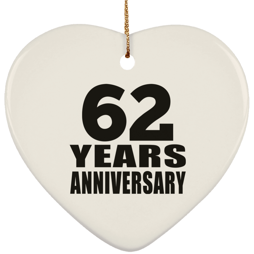 62nd Anniversary 62 Years - Heart Ornament