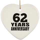 62nd Anniversary 62 Years - Heart Ornament