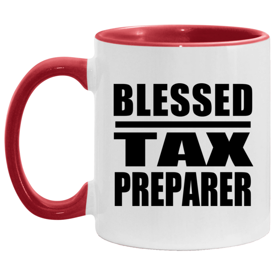 Blessed Tax Preparer - 11oz Accent Mug Red