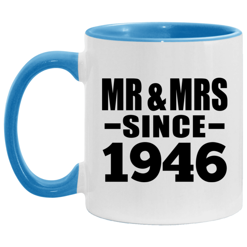 78th Anniversary Mr & Mrs Since 1946 - 11oz Accent Mug Blue