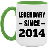 10th Birthday Legendary Since 2014 - 15oz Accent Mug Green