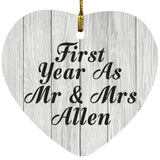 First Year As Mr & Mrs Allen - Heart Ornament F