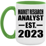 Market Research Analyst Established EST. 2023 - 15oz Accent Mug Green