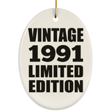 33rd Birthday Vintage 1991 Limited Edition - Oval Ornament