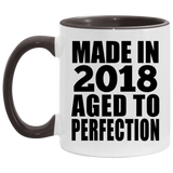 6th Birthday Made In 2018 Aged to Perfection - 11oz Accent Mug Black