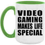 Video Gaming Makes Life Special - 15oz Accent Mug Green