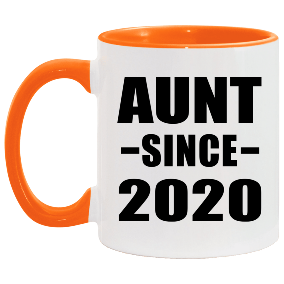 Aunt Since 2020 - 11oz Accent Mug Orange