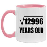 114th Birthday Square Root of 12996 Years Old - 11oz Accent Mug Pink