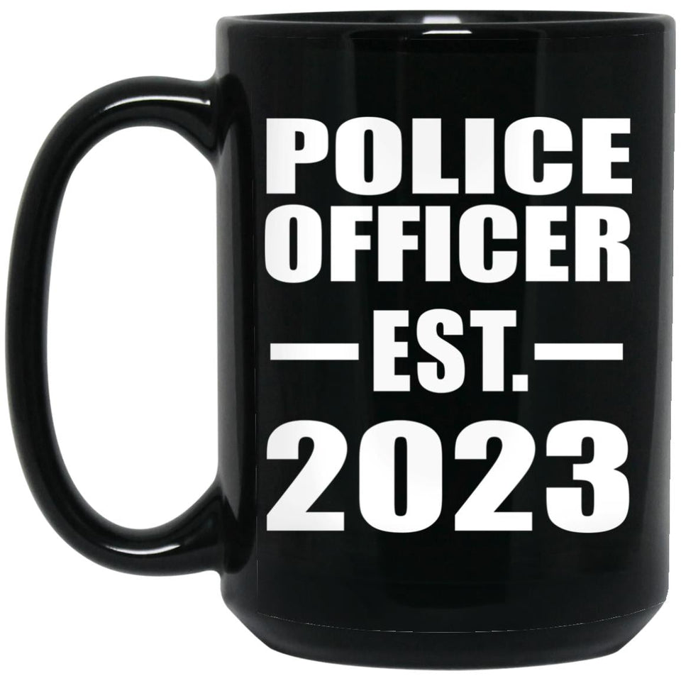 Police Officer Established EST. 2023 - 15oz Coffee Mug Black