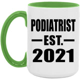 Podiatrist Established EST. 2021 - 15oz Accent Mug Green