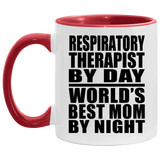 Respiratory Therapist By Day World's Best Mom By Night - 11oz Accent Mug Red