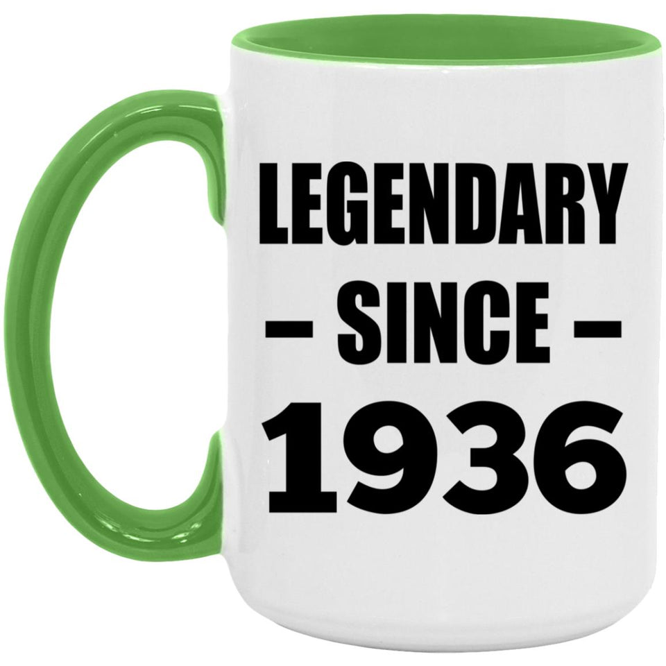 88th Birthday Legendary Since 1936 - 15oz Accent Mug Green