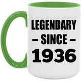 88th Birthday Legendary Since 1936 - 15oz Accent Mug Green