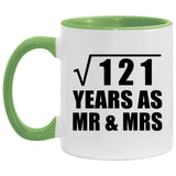 11th Anniversary Square Root of 121 Years As Mr & Mrs - 11oz Accent Mug Green