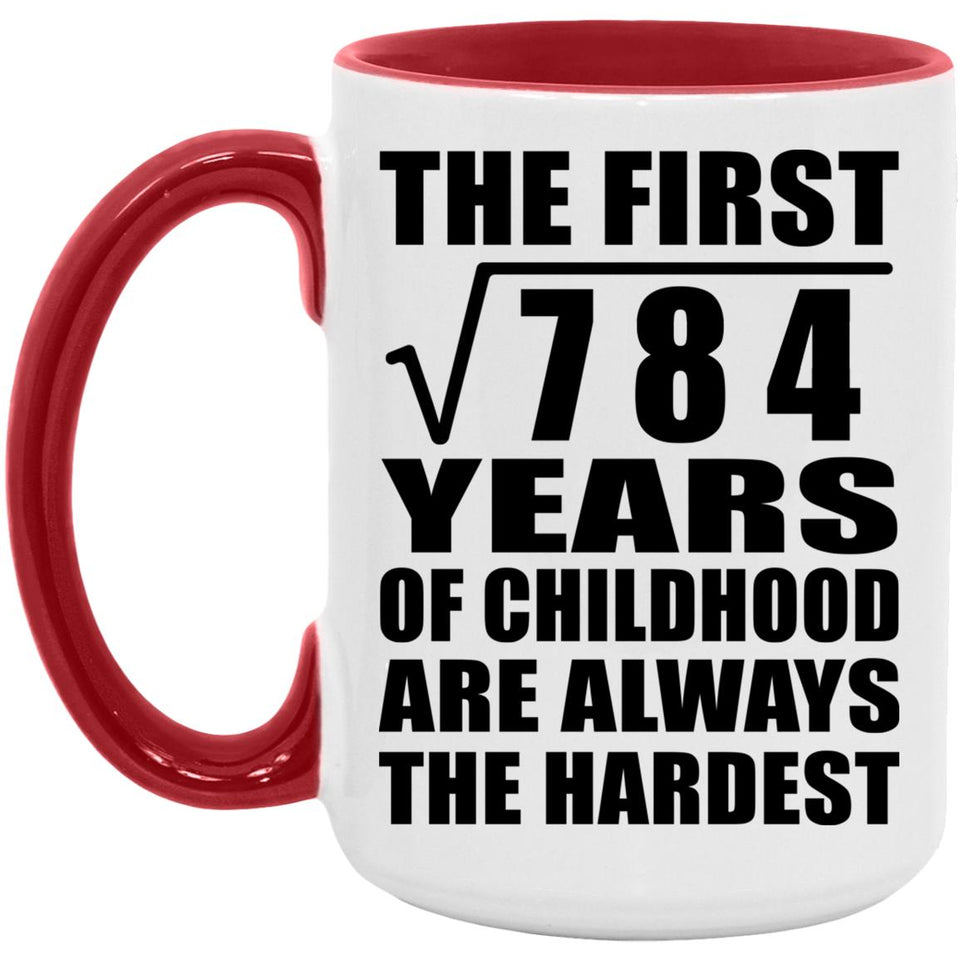 28th Birthday Square Root of 784 Years of Childhood - 15oz Accent Mug Red
