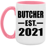 Butcher Established EST. 2021 - 15oz Accent Mug Pink