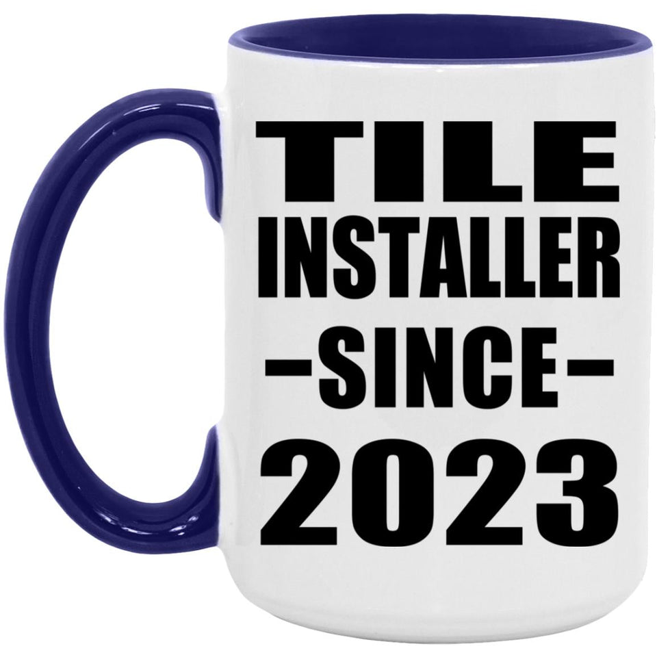 Tile Installer Since 2023 - 15oz Accent Mug Purple