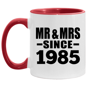 39th Anniversary Mr & Mrs Since 1985 - 11oz Accent Mug Red