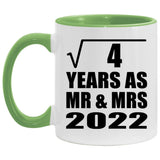 2nd Anniversary Square Root of 4 Years As Mr & Mrs 2022 - 11oz Accent Mug Green