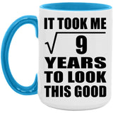 3rd Birthday Took Square Root of 9 Years To Look Good - 15oz Accent Mug Blue